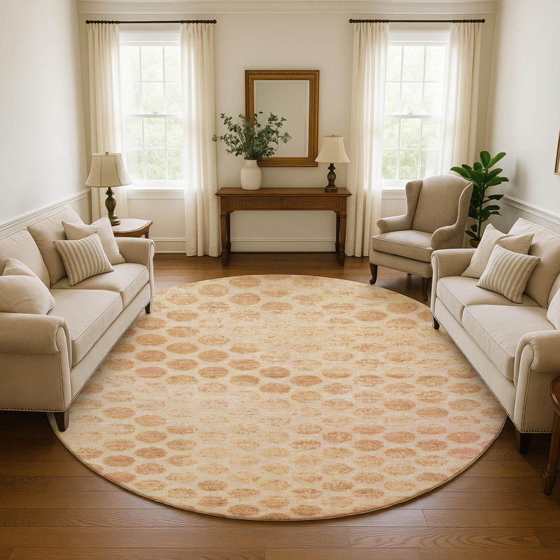 Premium Machine Washable Marasco AMF1642 Geometric Rug, Round 8'