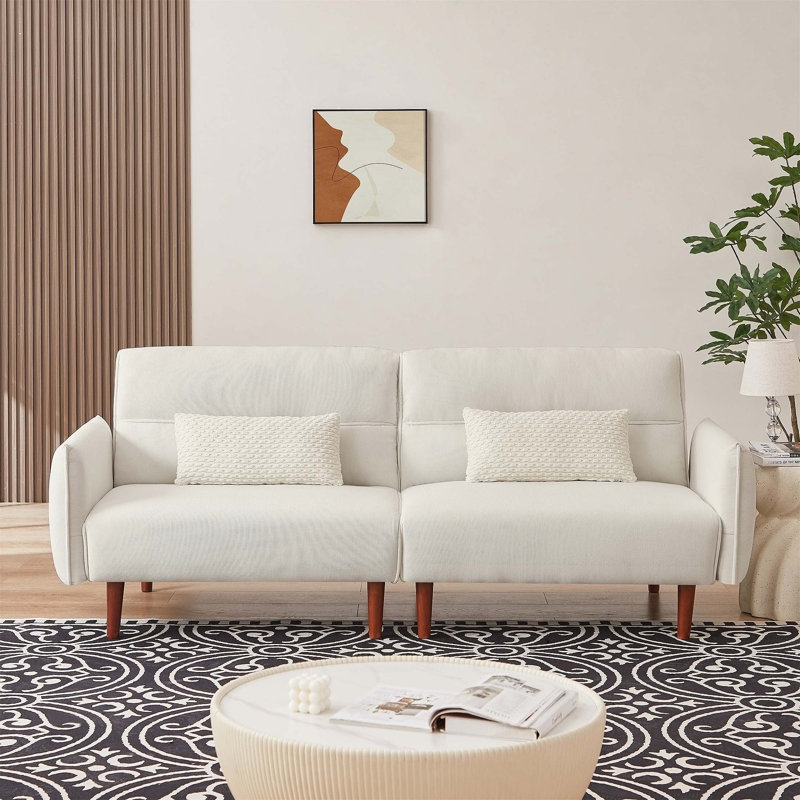Kassity Square Arms Sofa, White Corduroy