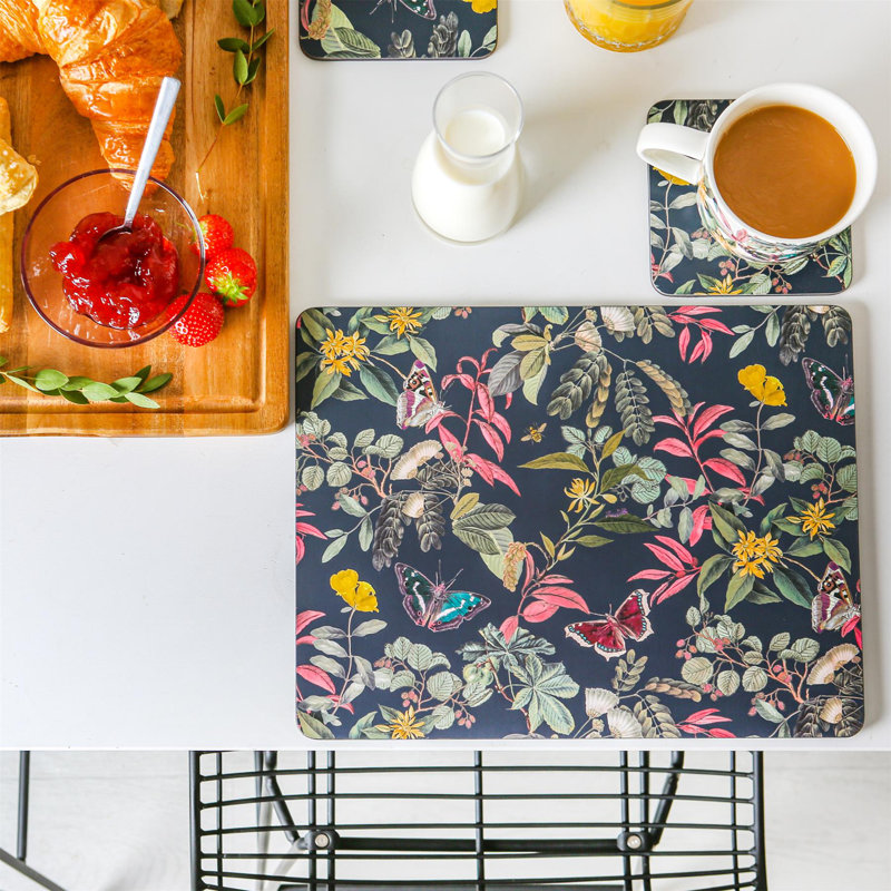 Wood Floral Rectangle Placemat