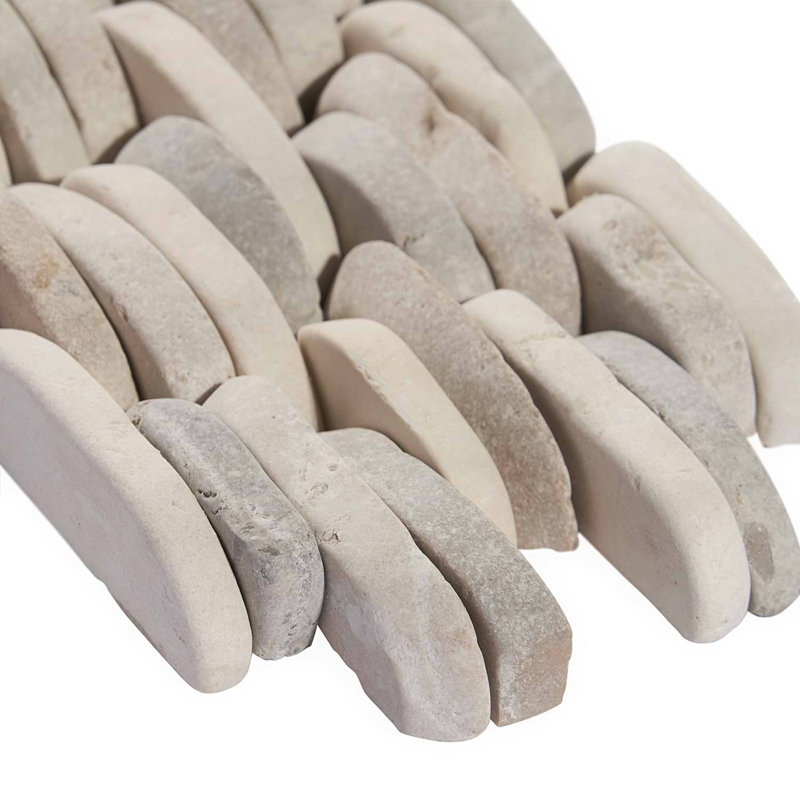 Nature Stacked Pram Gray Pebble Mosaic Tile, Lombok Blend