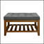 Table basse capitonnée en lin, grand pouf carré avec étagère et cadre en bois de hêtre, repose-pieds surdimensionné pour salon