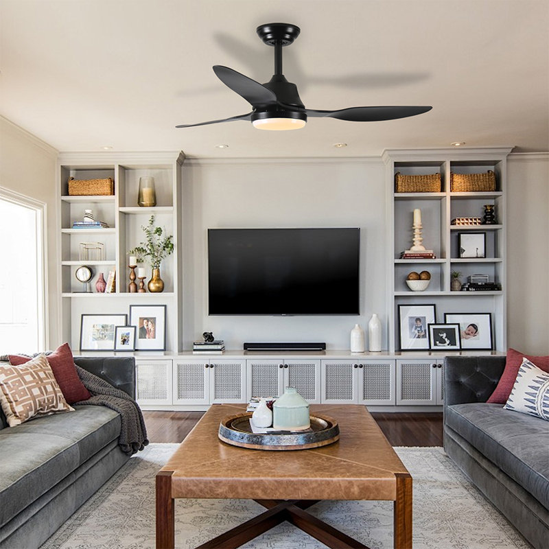 Ventilateur de plafond standard à DEL à 3 pales de 42 po avec télécommande et ensemble d'éclairage pour salon