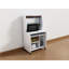 Mobile White Computer Cart With And Spice Rack, Featuring Gliding Utensil Tray Stylish Shape, 29.5 In Depth, 19.6 Width Microwave On Locking Castors, Good For Coffee Machine Setup, Width, Depth