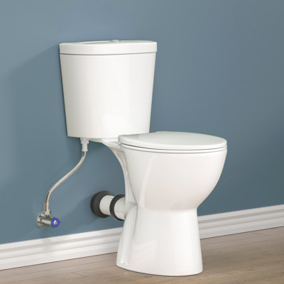19" Tall Rear Outlet Toilet With Powerful Dual Flush, Two-piece Rear Discharge Toilet With Extension Pipe