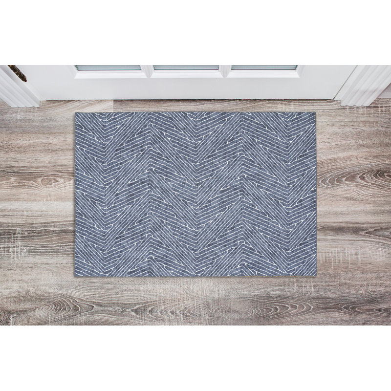Delacroy Machine Washable Gray and Ivory Area Rug, Rectangle 2' x 3'