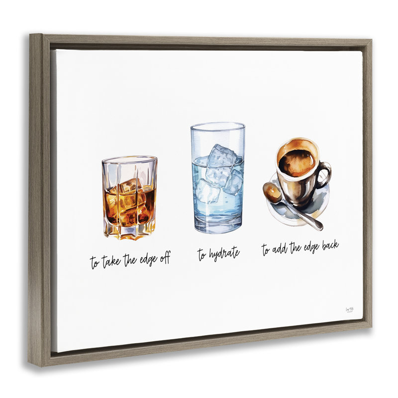  Drôle de whisky et café encadré, art mural flottant par Lux + Me Designs, H 25 po x l 31 po, Cadre flottant orme Montalcino