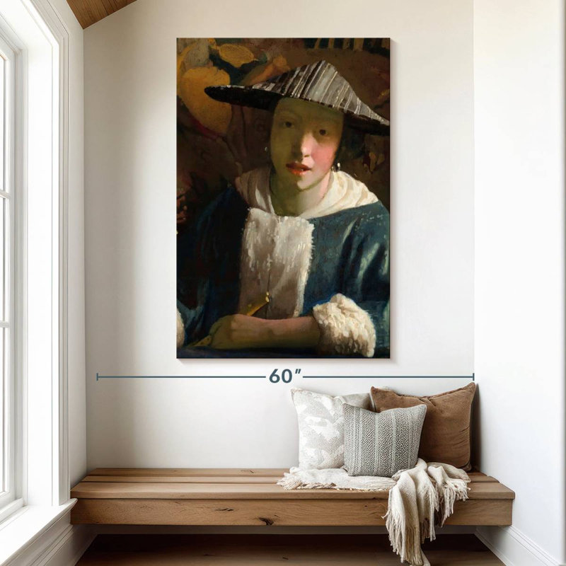 Leisha avec une flûte 1665-1675, H 51 po x l 34 po