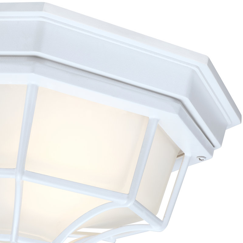 8.5 in. 1-Light Ceiling Mount Light Fixture With Frosted Glass with White Finish, White