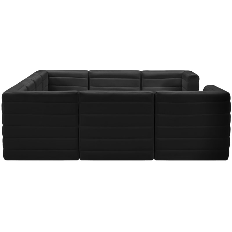 Canapé modulaire en velours réversible de 126 po de largeur Enso, Velours noir