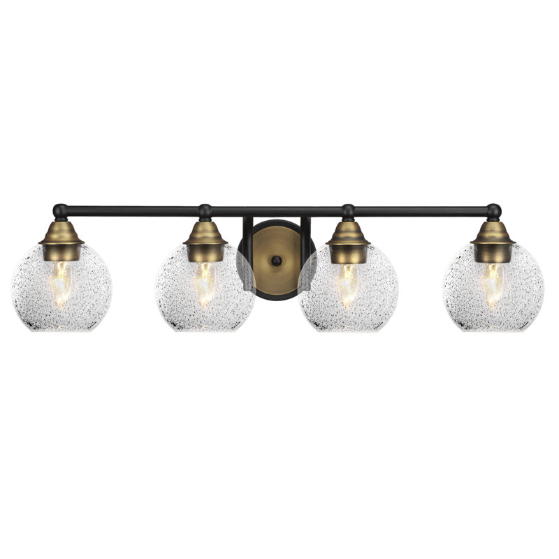 Barre d'éclairage de salle de bain 4 lumières Michell, Noir mat / or brossé