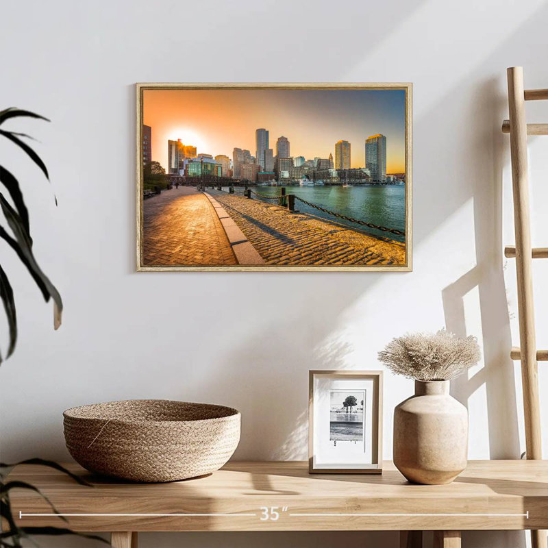 Fan Pier Park, Massachusetts, 19 po x 13 po, Cadre flottant en bois naturel
