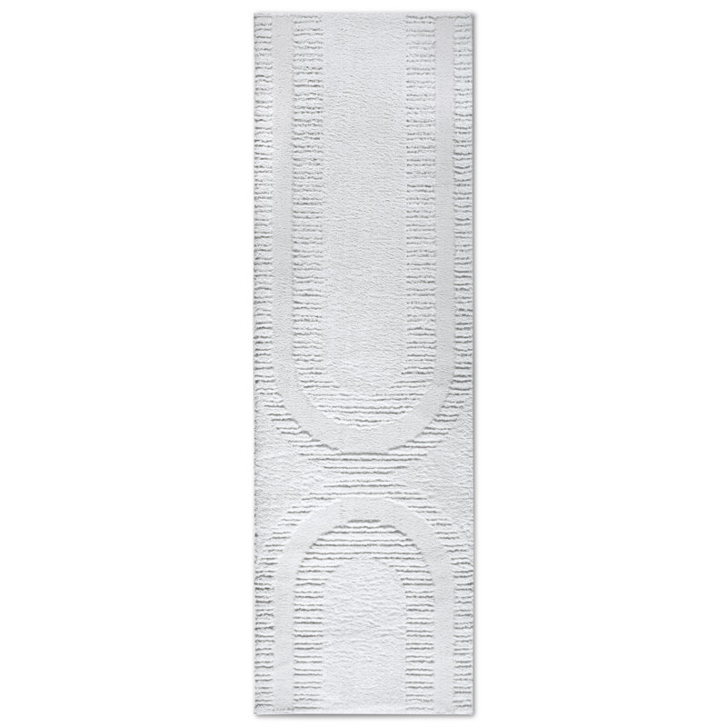, Cream/White Gallery Geometric Machine Woven Area Rug, Runner 80 x 240cm