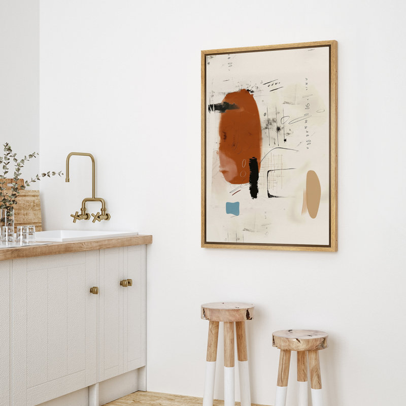 Mid-Century moderne, brun, formes abstraites rustiques, décoration de salon, Naturel, H 24 po x l 16 po