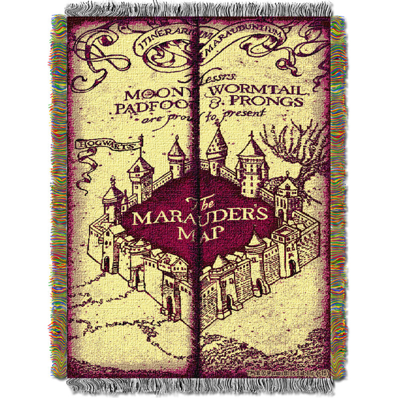 Jeté Warner Bros. Harry Potter, Marauders Map Wizarding World Decor, 48 x 60 pouces