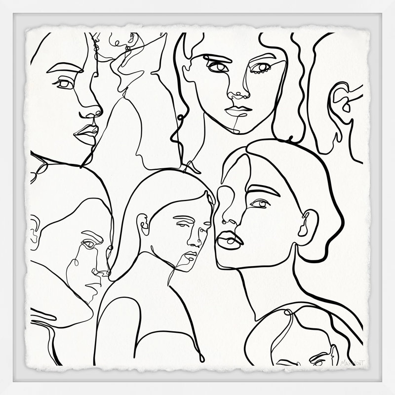 Many Faces - Single Picture Frame Print, 45cm H x 45cm W x 3.81cm D