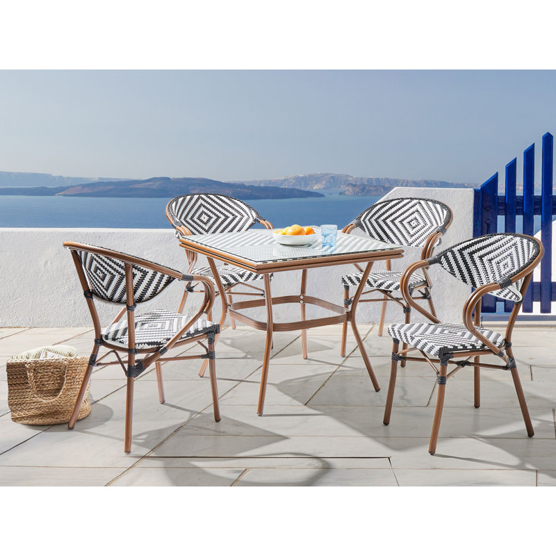 Square Tempered Glass Metal Outdoor Bistro Table - 80 cm W 80 cm D