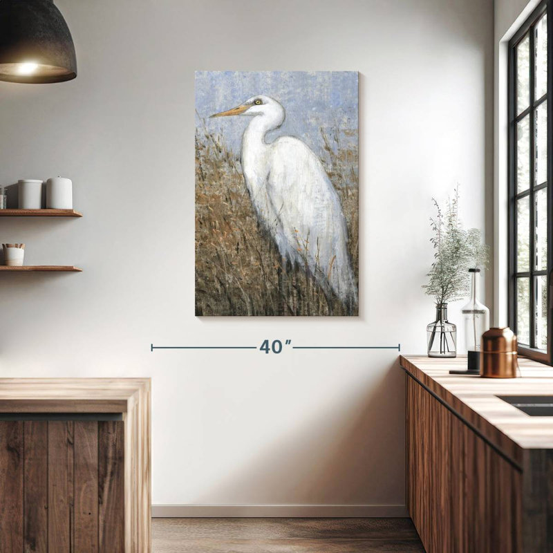 Brampt White Heron II, 39" H x 26" W