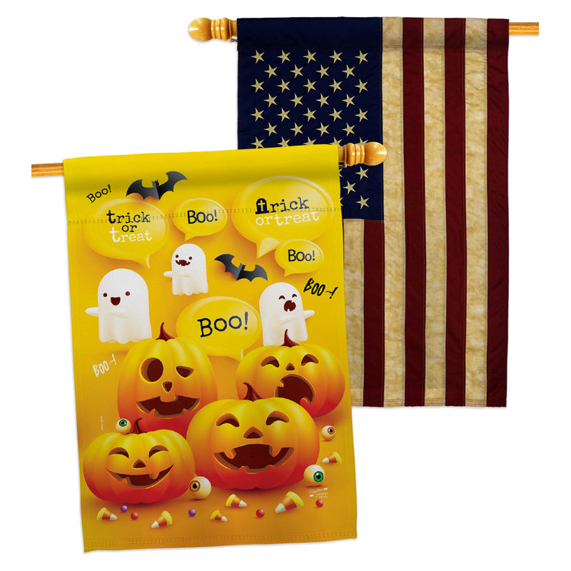 Drapeau de maison 40 po x 28 po Ghost and Pumpkins