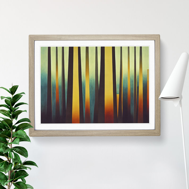 XH1022-7647X Seductive Abstract Forest - Single Picture Frame Painting, 25cm H x 34cm W x 2cm D, Oak