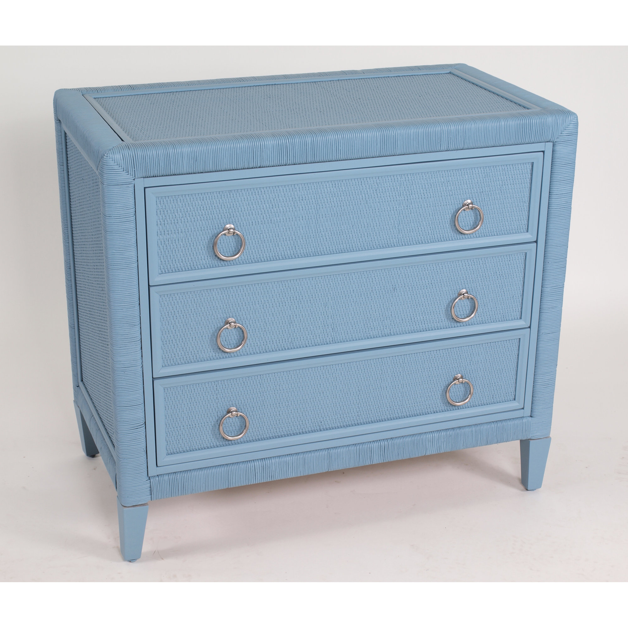 Warwick 3-Drawer Wicker Chest, Satin Nickel, Pacific