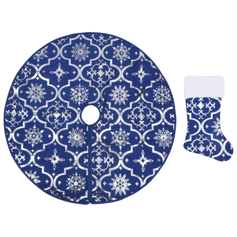 Tapis d'arbre de Noël artificiel Luxury, H 35,40 po x l 35,40 po, Bleu