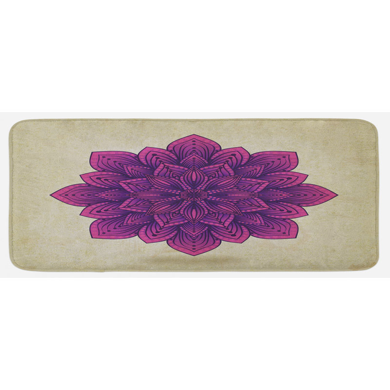 Tapis de cuisine fuchsia mandala géométrique à tons éclatants