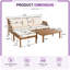 Ensemble modulaire d'extérieur 3 pièces en bois d'acacia avec osier, table basse et repose-pieds