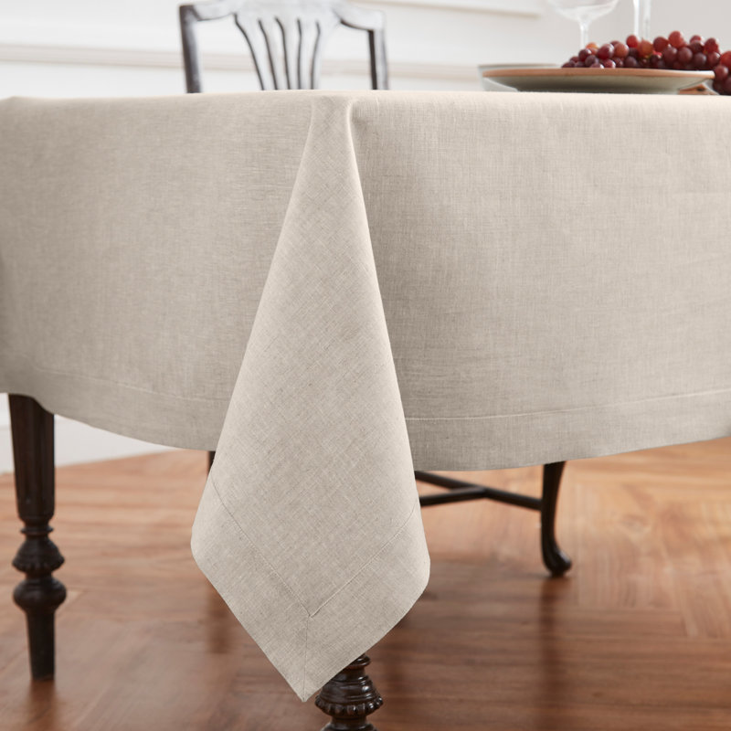 Diana - 100% Pure Linen Tablecloth, 120" L x 60" W, Light Natural, Solid Color