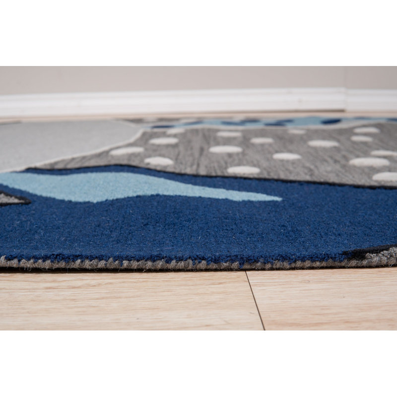 Hand Tufted Wool Geometric Area Rug in Gray, 5' x 8'