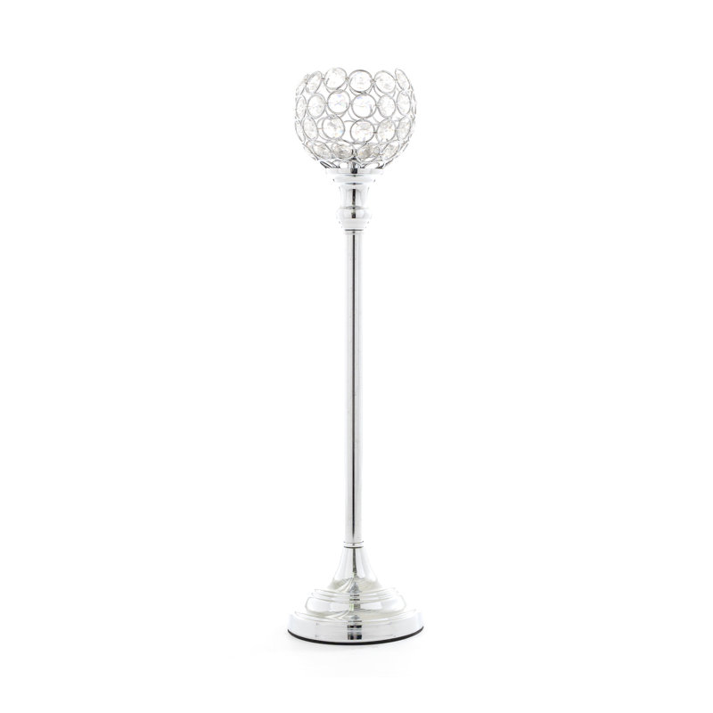 18.75'' H Crystal Tabletop Candlestick, Silver
