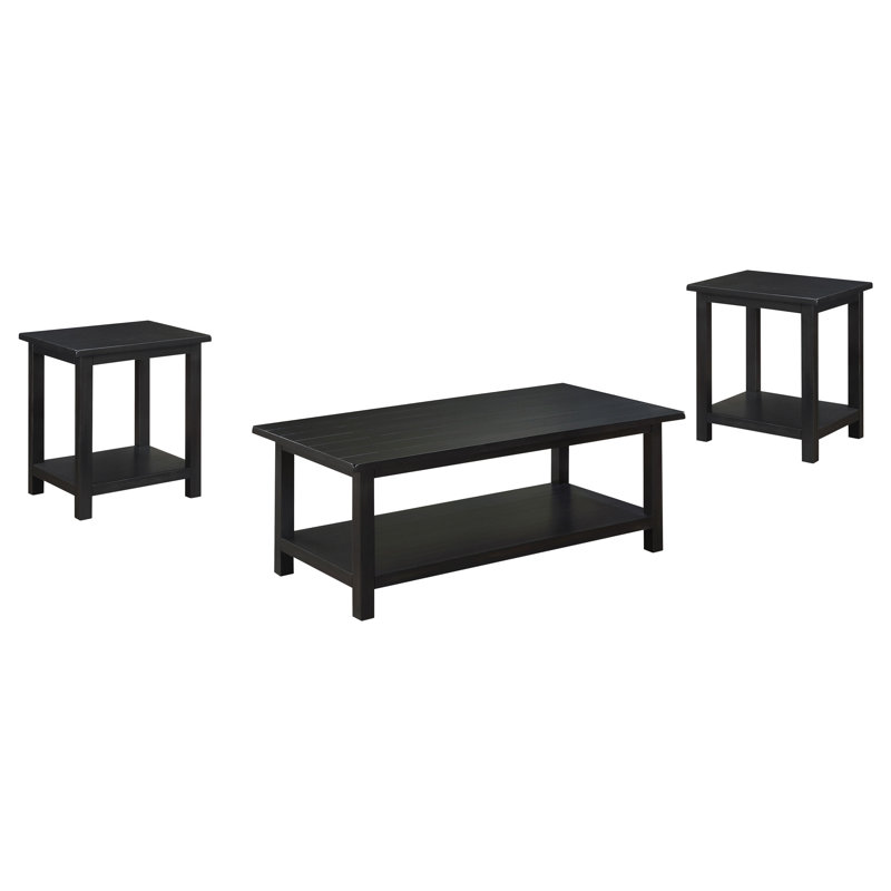 Ensemble de tables basses et de tables de bout Milbourn 3 pièces Java vieilli, Noir, 3 pièces: table basse, 2 tables de bout