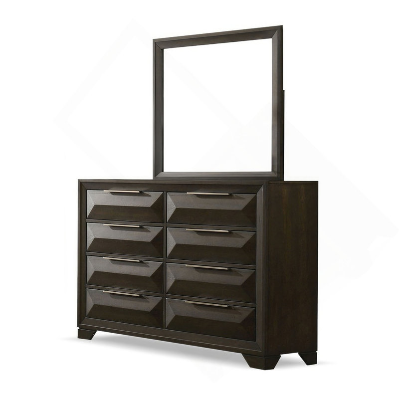 Meubles de chambre à coucher à queue d'aronde transitionnelle avec miroir et pieds biseautés