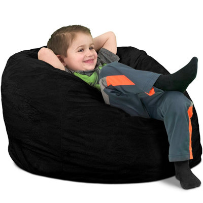  | Fauteuil à billes pour enfant 3 pi | Rembourrage en mousse - Housse lavable amovible, suède brun clair