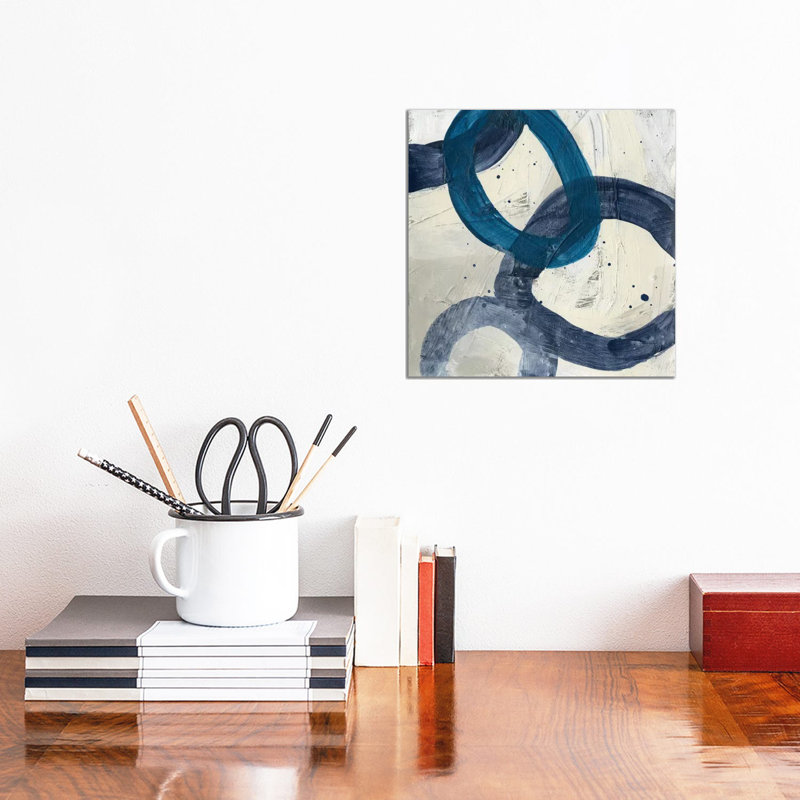 Reproduction d’art « Blue System II » par June Erica vess, H 12 po x l 12 po x P 1,5 po, Toile tendue, Pas de tapis