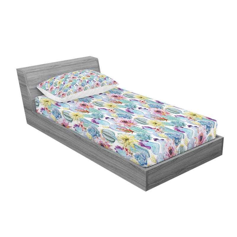 Microfiber Sheet Set, Twin Sheet Set with 1 Pillowcase, Light Green Floral 7