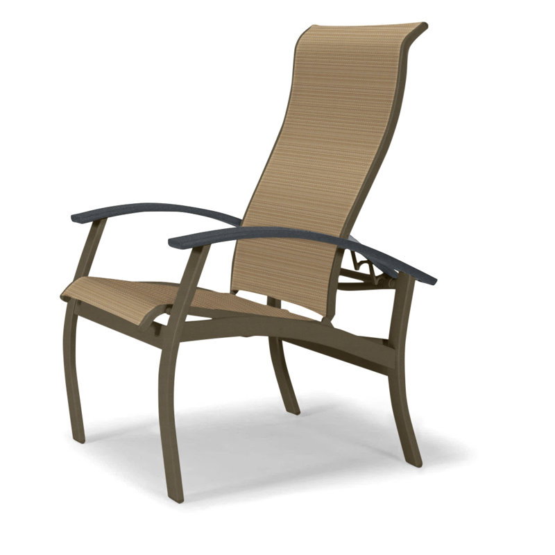 Chaise de patio Askar, Tweed Sunbrella® brun, Graphite classique, Bois de plage texturé