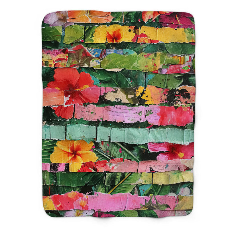 Jeté Vibrant Hibiscus - 1 pièce Sherpa Premium, L 60 po x L 80 po