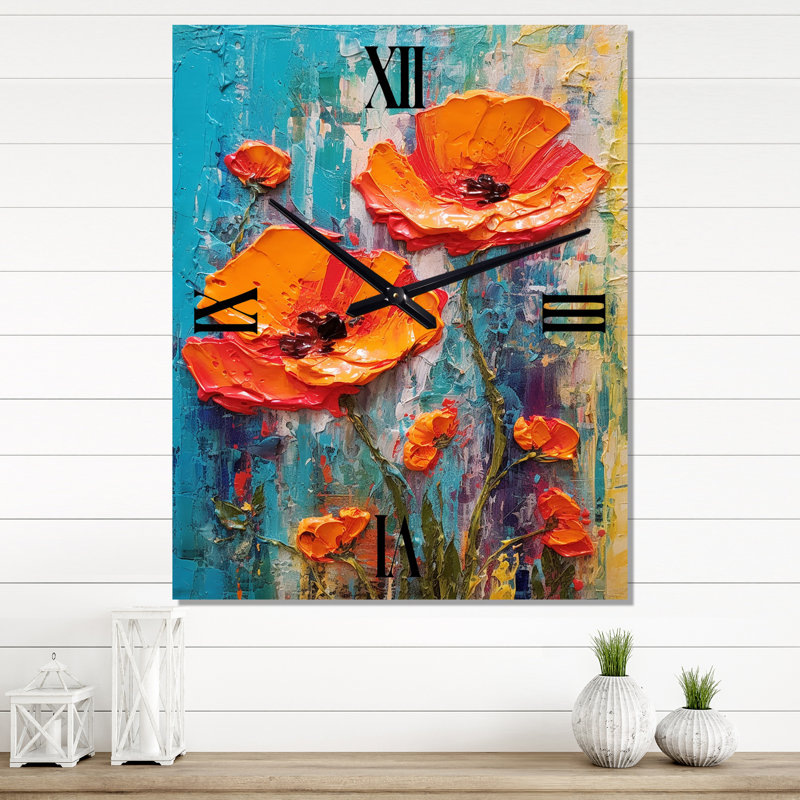 Azma - Poppies Very Large Wall Clocks, Petit