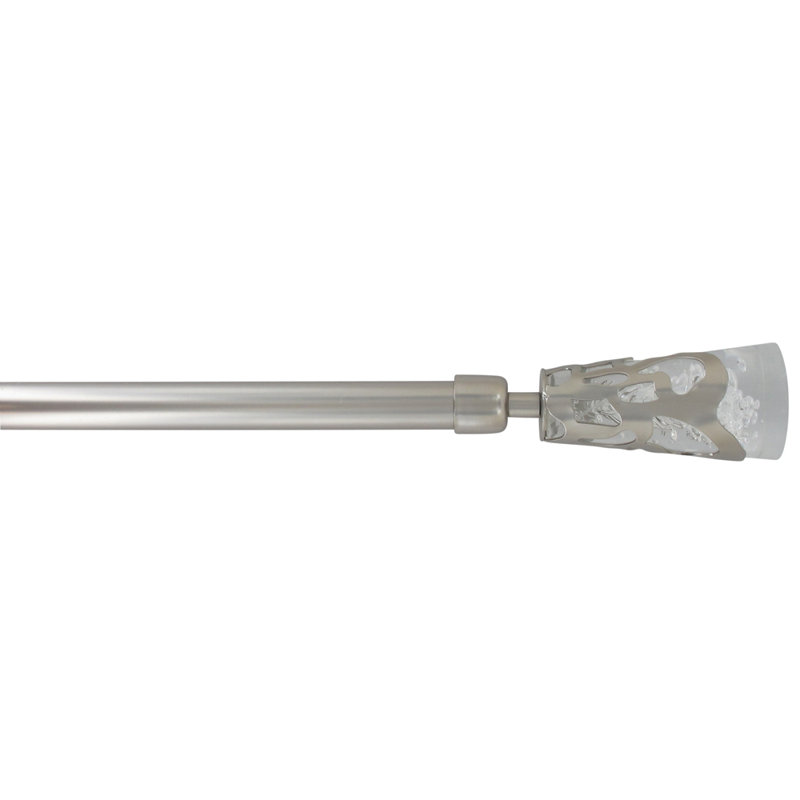 Luxury Silver Adjustable Single Curtain Rod with Crystal Finials
