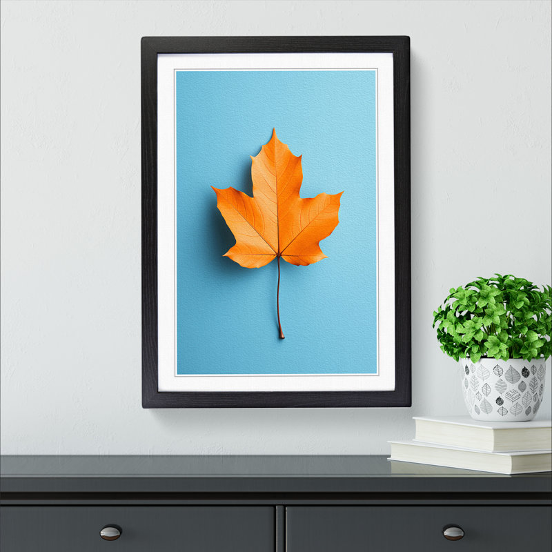 Leaf Minimalism No.2 - Single Picture Frame Print on Wood, Black Framed, 64cm H x 46cm W x 2cm D