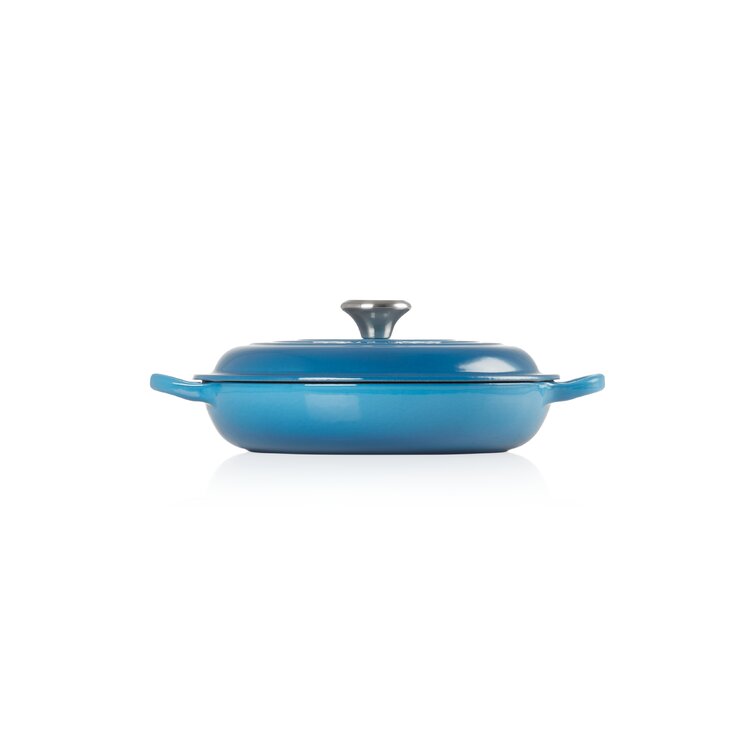 Dash of That® Enameled Cast Iron Braiser with Lid - Blue, 3.4 qt