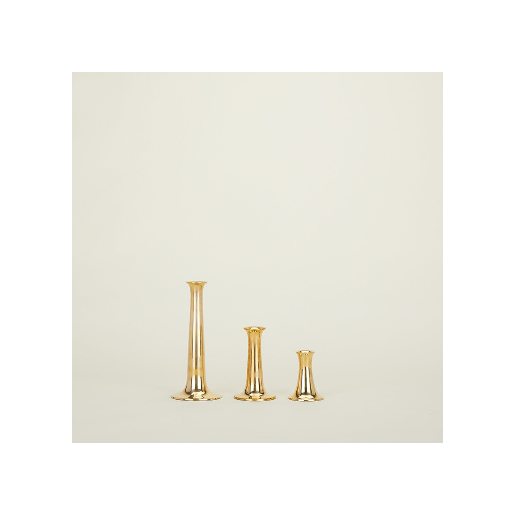 Aluminum Tabletop Candlestick, Brass, 9" H x 4" W x 4" D