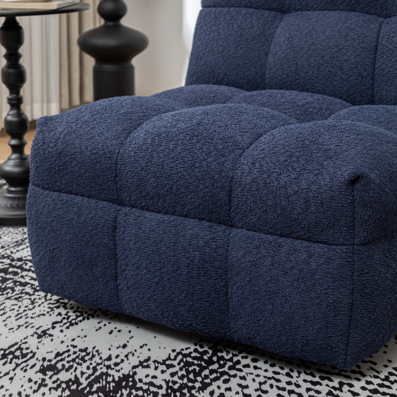 Avdul 28.5 Wide Armless Tufted Swivel Chair, Blue