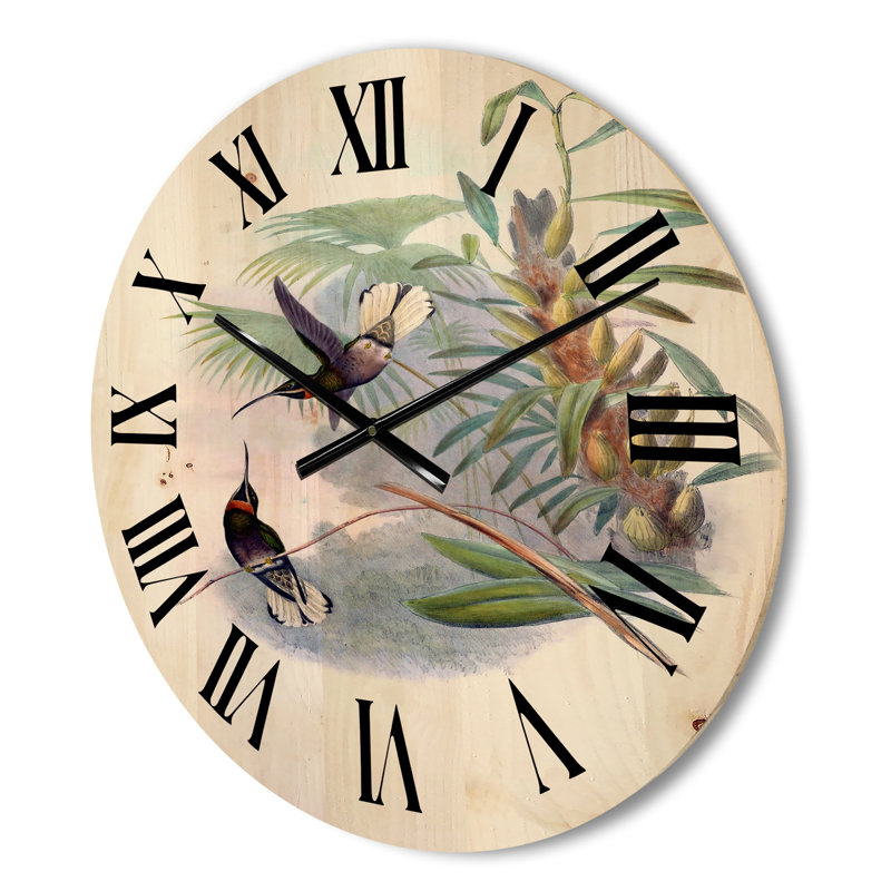 Horloge murale colibri sur une branche, Moyen