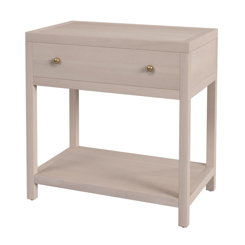 Nora 30 in. W Wood 1 Drawer Wide Nightstand with Shelf, Antique Taupe