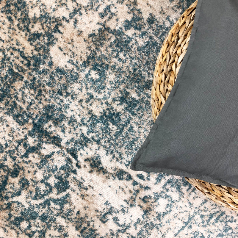 Tapis décoratif abstrait bleu Wisser, Rectangle 3 pi 9 po x 5 pi 5 po