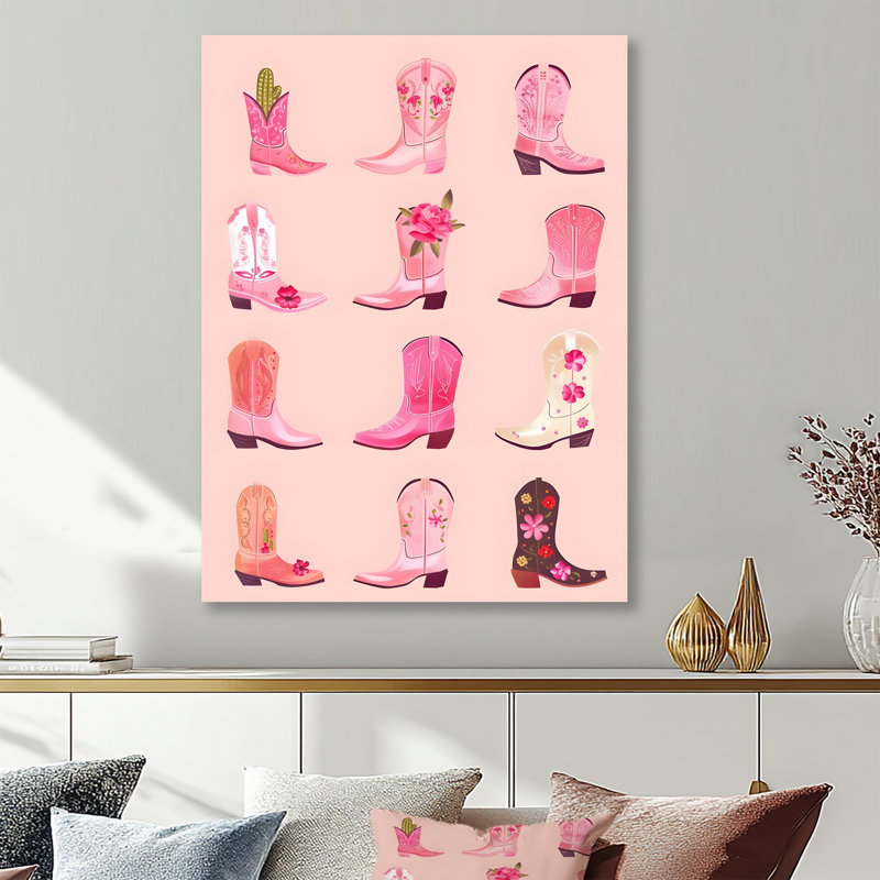 Rose, bottes de cowboy assorties - Cowgirls, art mural, Métal métal, H 20 po x l 12 po x P 1 po