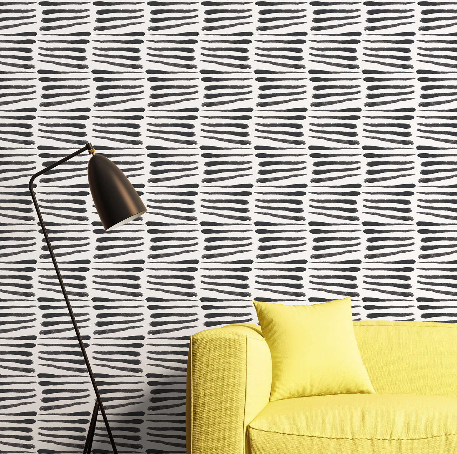Nomad Modern Striped Peel & Stick Wallpaper, Black/White, Non-pasted, Paper