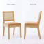 Chaises de salle à manger modernes en bois massif avec dossier en rotin, chaises d'appoint en lin brun clair (ensemble de 2) 