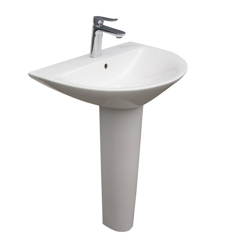 Lavabo sur pied Morning 650, avec 1 trou de robinet, trop-plein, blanc, Simple